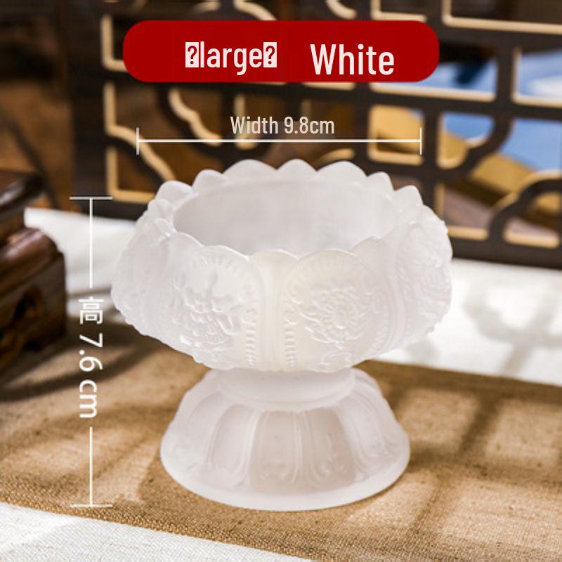 Colorful Lotus Crystal Glass Ghee Lamp Holder for Buddha Offering