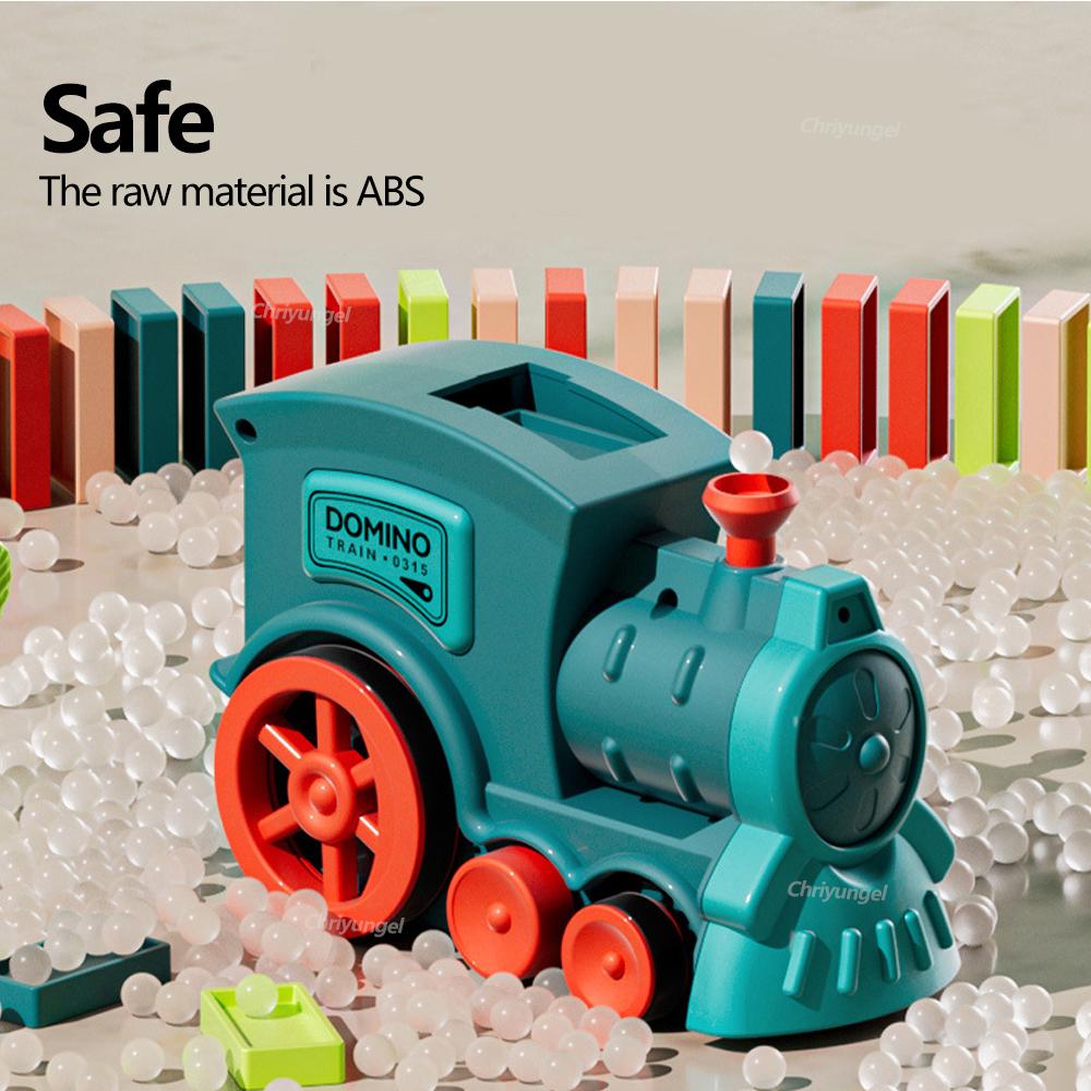 Domino Train for Kids Automatic Laying Electric Car Colorful Dominoes Set Brick Blocks Kits Games Educational Toys Girl Boy Gift