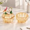 Decorative Glass Pumpkin Container with Removable Fitted Lid for Covered Small-Item Storage and Tabletop Display