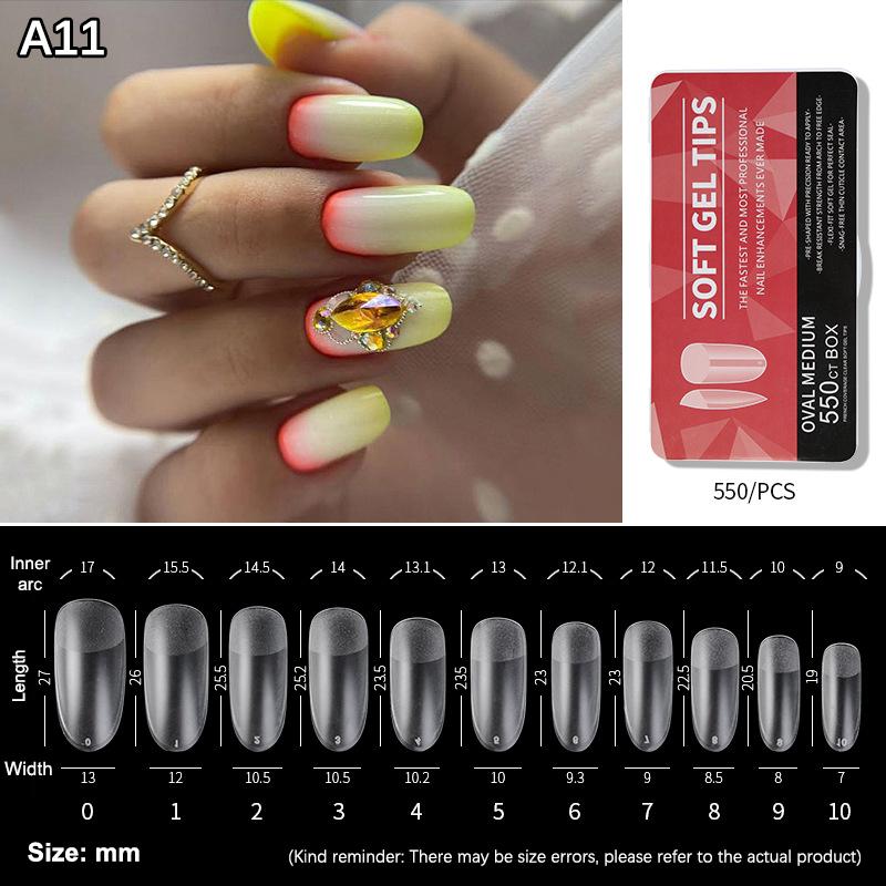 440/550Pcs Clear Acrylic Long Fake Nails Capsules Almond French Coffin Full Half Cover False Nails Artificial Nail Soft Gel Tips