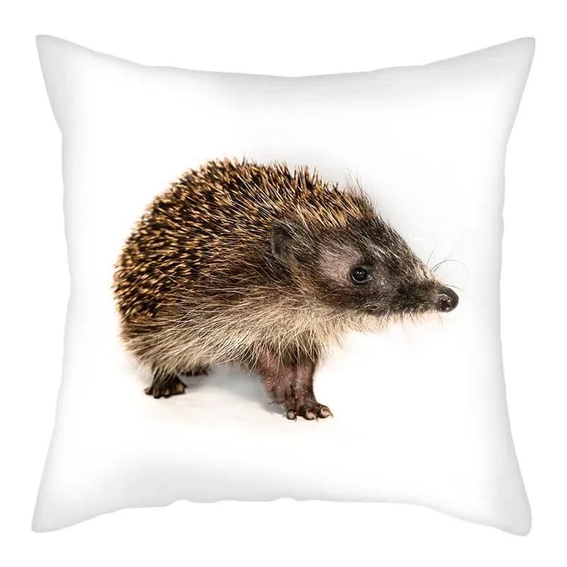 Kleintier Foto Kissenbezug Niedlicher Igel Kissenbezug Bedruckte Dekokissenhülle für Zuhause Sofa Dekorative Kissen