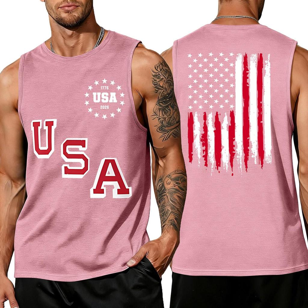 Men 4th Of Shirts USA Muscle Sleeveless Shirt Patriotic Tank Tops