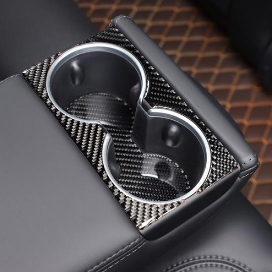 Carbon Fiber Rear Water Cup Holder Panel Trim Cover For Tesla Model 3 -24