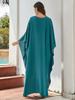 Plus Size Kaftan Blue Black Solid Bohemian Printed Summer Long Beach Dress Women Homewear Outfit Swim Suit Cover Up Loose Caftan