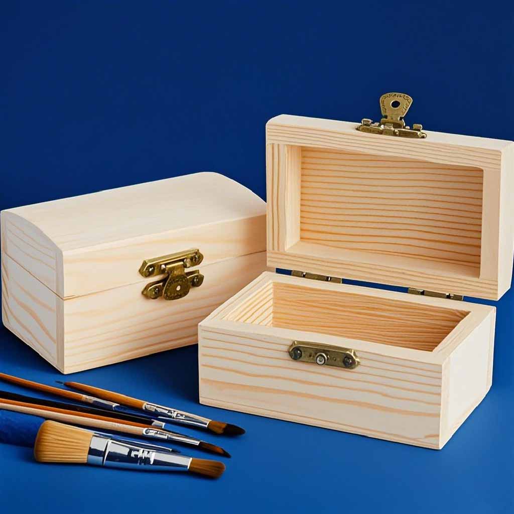 36pcs Small Wooden Box Wood Treasure Boxes with Lid for DIY Crafts (3.5 X 2.2 X 2 Inch)