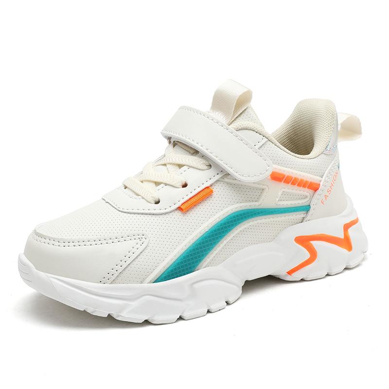 Кожаные белые теннисные спортивные кроссовки для мальчиков и девочек