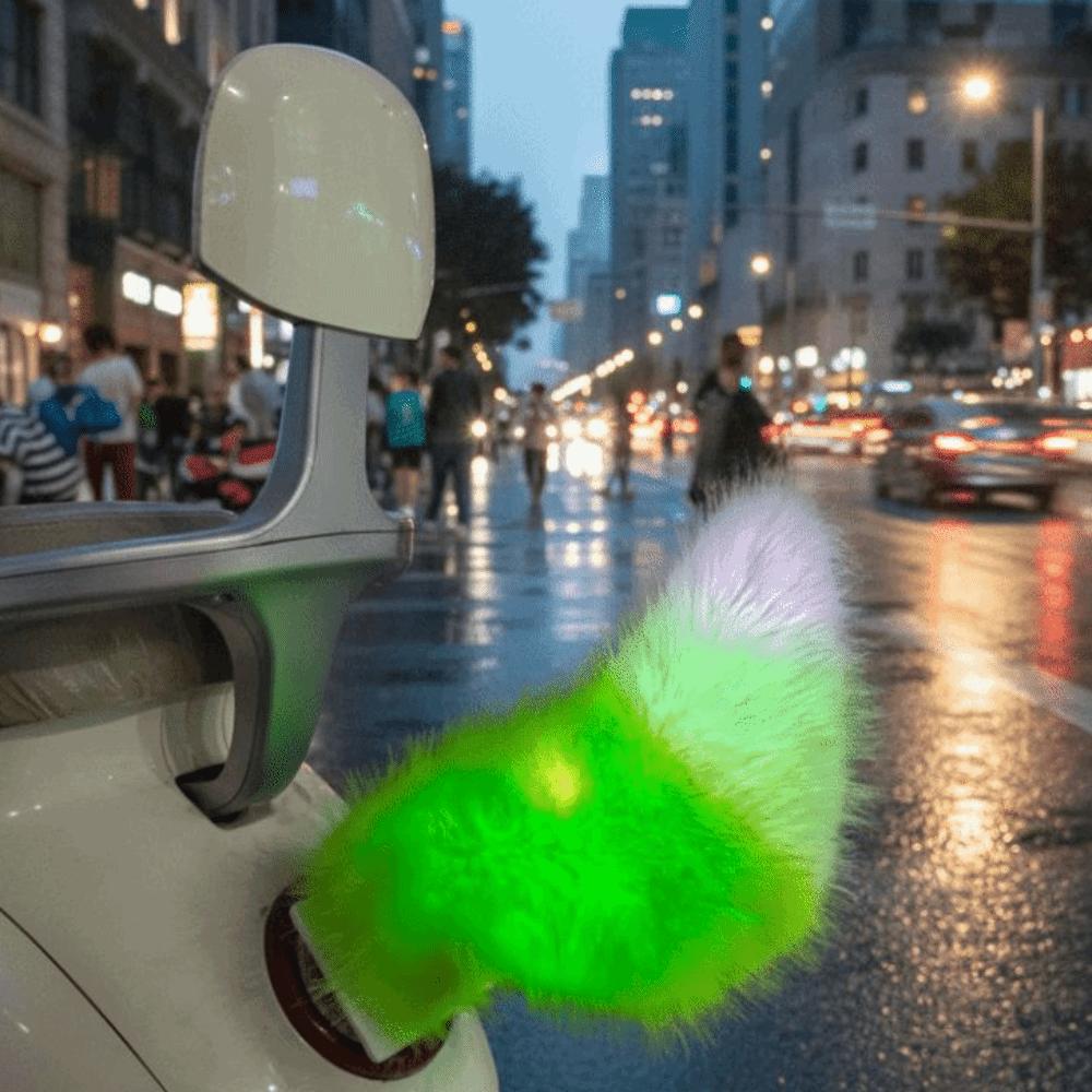 Autoadesivo Attivato dal Suono Coda Mobile Ricaricabile Peluche Coda Scodinzolante Ornamento per Veicolo