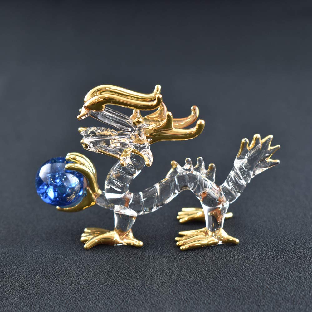 Fourcart Handmade Glass Feng Shui Good Luck At Work Dragon, 2-inch Dragon, Set of 3