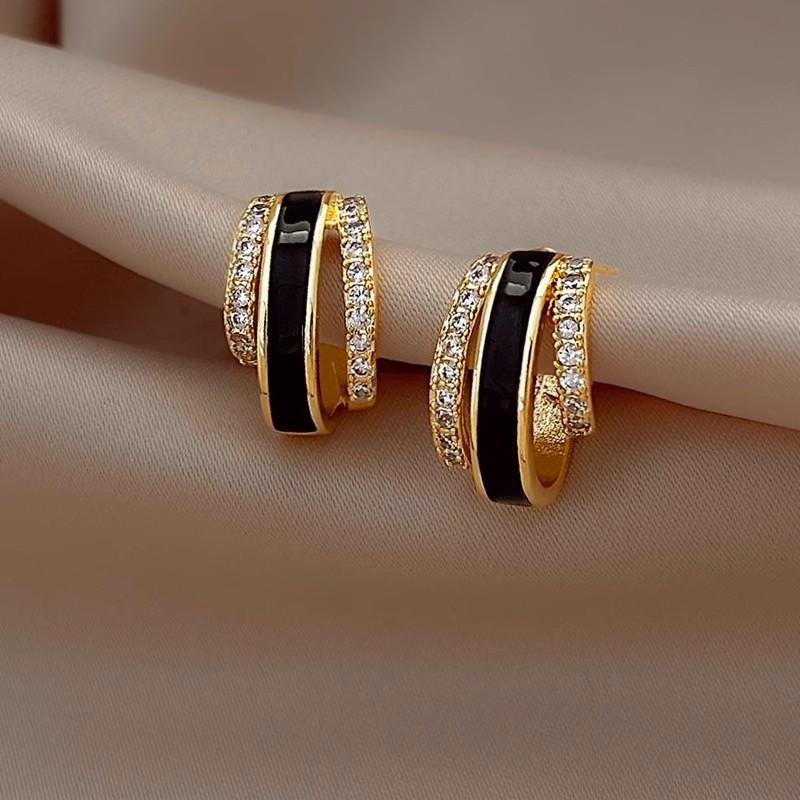 CAOSHI Elegant Daily Wearable Stud Earrings for Women Temperament Gold Color Engagement Jewelry Personalized Female Accessories