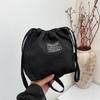 New popular bag shoulder crossbody nylon bag contrasting color small bag drawstring bucket women's bag