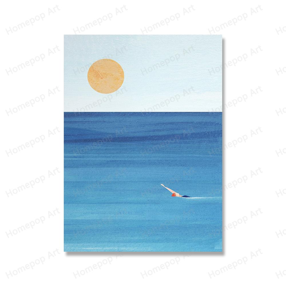 Kaltes Wasser Wildes Schwimmen Leinwand Malerei Drucke Landschaft Flüsse See Poster Tropical Beach Wand Kunst Bilder für Wohnzimmer Dekor