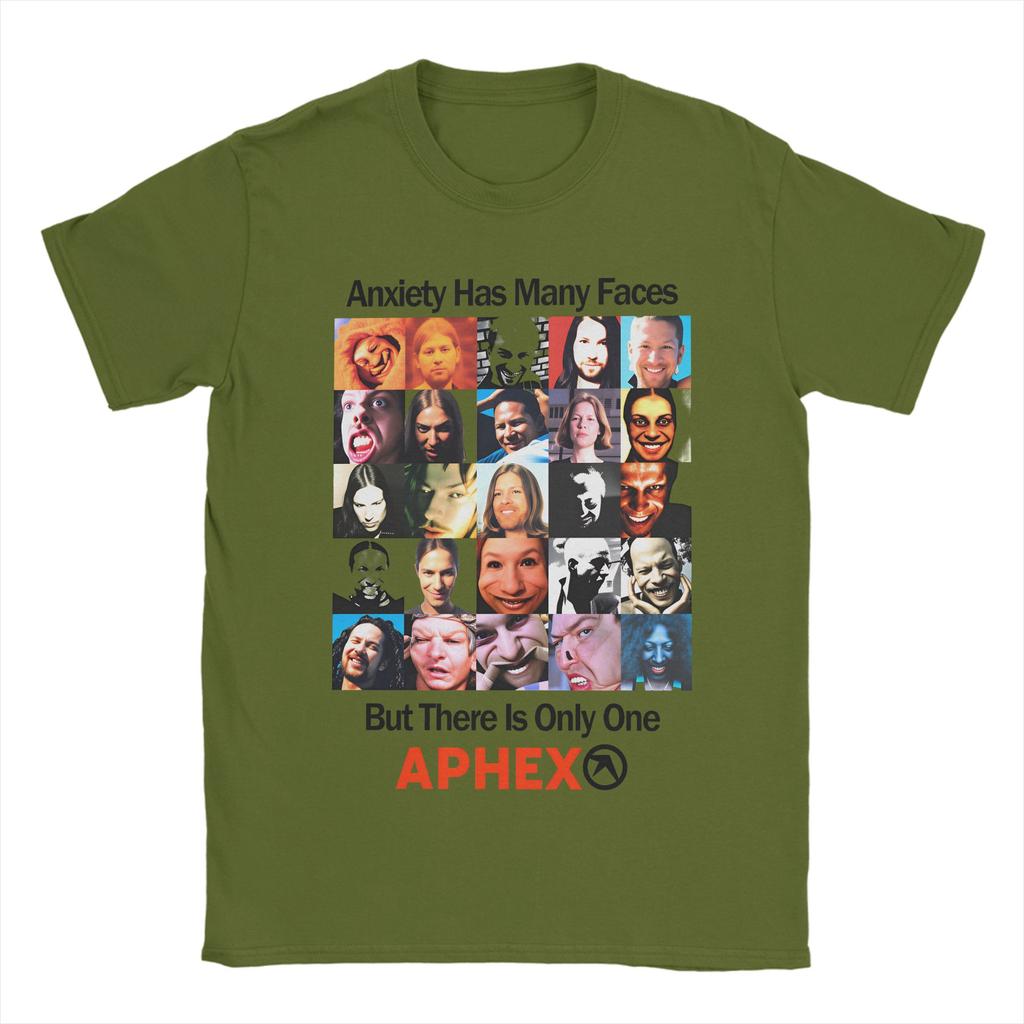 Anxiety Has Unisexy Faces Aphex Twin Unisex T Shirt Funny Tee Shirt Short Sleeve Crewneck TShirt Cotton Summer Clothes