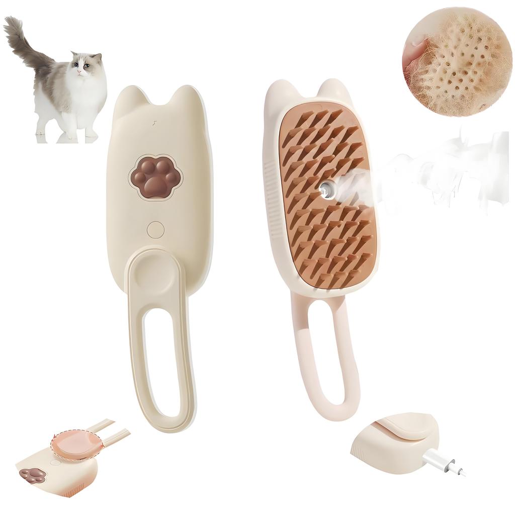 3 in 1 Pet Electric Steam Brush Cat and Dog Cleaning Spray Massage Grooming Comb Retractable Handle Pet Hair Removal BeautyBrush