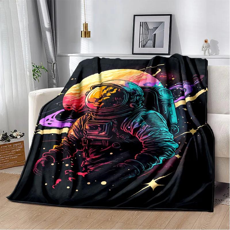 3D Outer Space Astronaut Universe Spaceman Cartoon Blanket,Soft Throw Blanket for Home Bedroom Bed Sofa Office Cover Blanket Kid