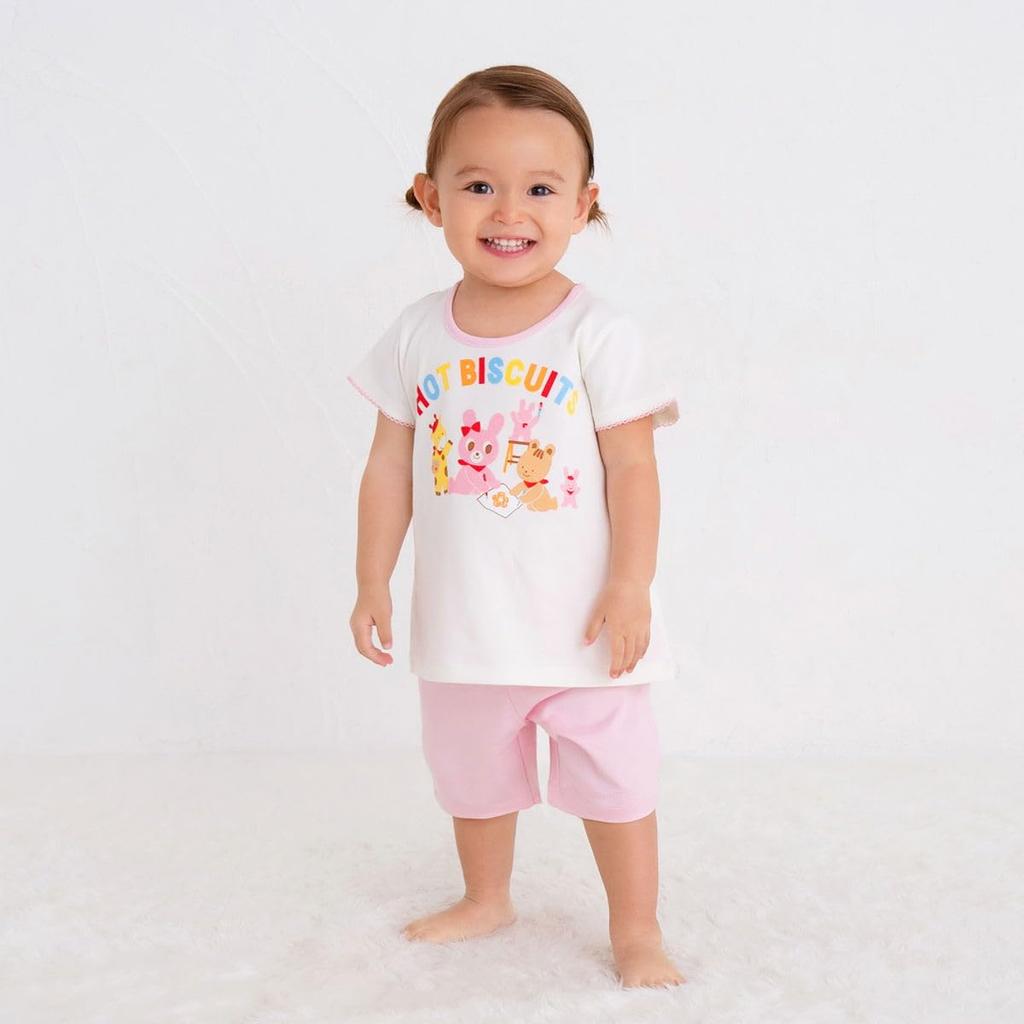 HOT Top and bottom short [MIKIHOUSE BISCUITS] set, sleeves, loungewear, boys, girls, baby, children's clothing, white, 110cm, 72-7302-681