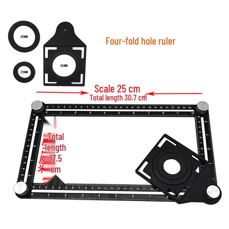 Universal Precision Tile Hole Opener & Multi-Purpose Six-Fold Ruler