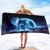 Wolf Beach Towel,Microfiber Bath Towel Gifts for Boys Kids,Funny Animals Sand Free Quick Dry Travel Towels for Men's Pool Sports