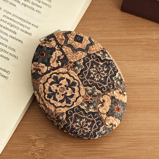 Vintage Floraler Kosmetikspiegel Tragbarer Reise-Doppelseitiger Schminkspiegel Für Damen Mädchen Hohe Klarheit Tasche Handheld Kosmetikspiegel
