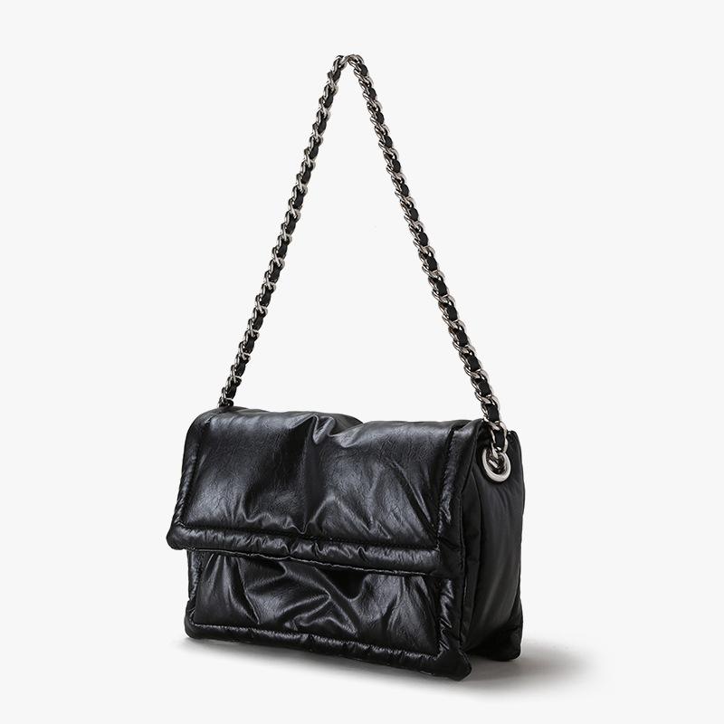 

Мягкая и клейкая сумка для тостов, большая вместимость, высококачественное ощущение, сумка-тоут с цепочкой подмышкой, женская сумка через плечо на одно плечо чёрный