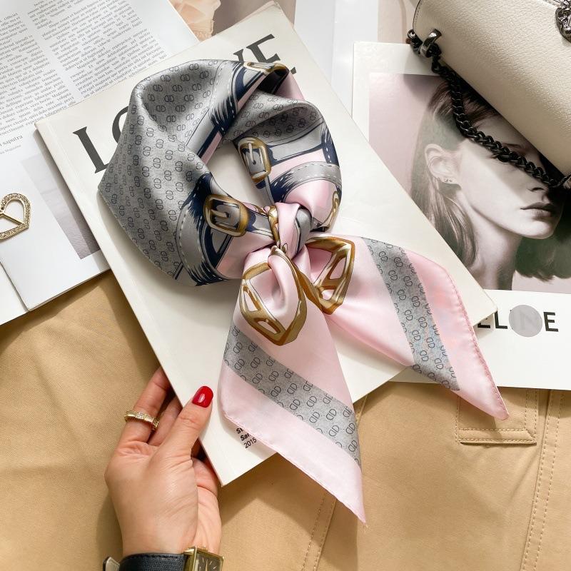 Zhang Ruonan silk scarf women's spring and summer new fashion retro accessories scarf neck high-end small square scarf