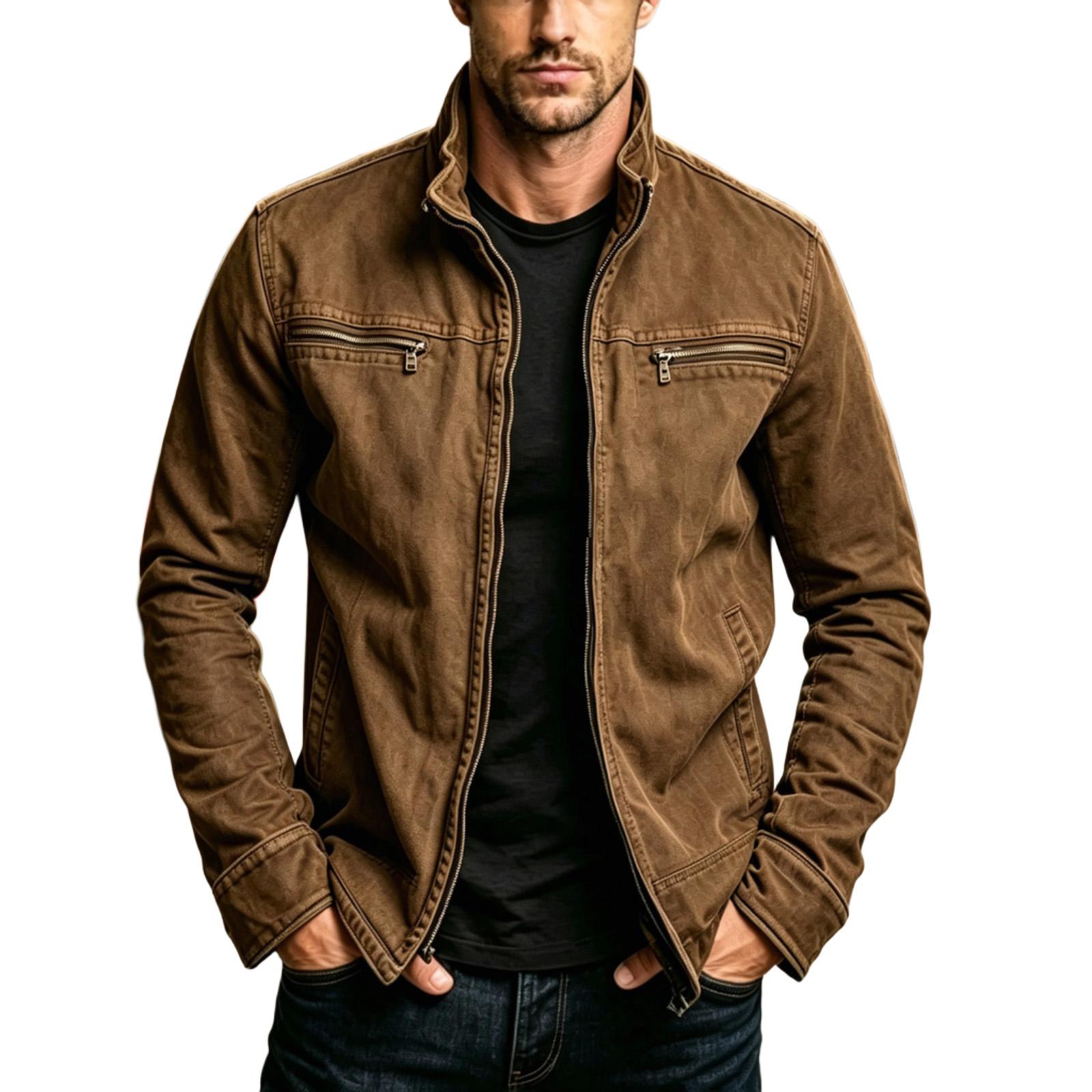 Men`s Vintage Zip-Up Jacket Winter Color