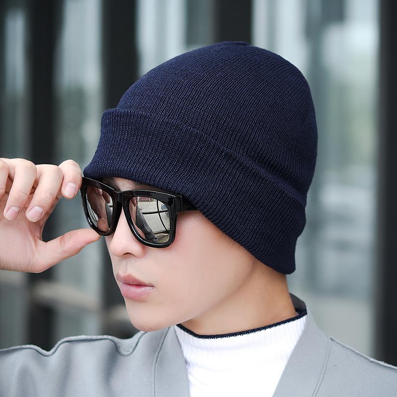Winter Men's and Women's Hats Outdoor Riding Cold-proof and Warm Ear Protection Knitted Hat Korean Version Fashionable Versatile Solid Color Dome Hat
