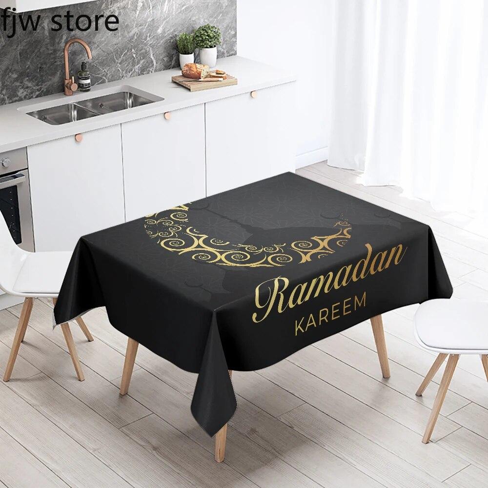 Ramadan Home Decoration Obrus Islamski Muzułmański Meczet Ramadan Kareem Dekoracyjny Obrus Wodoodporny i Odporny na Plamy