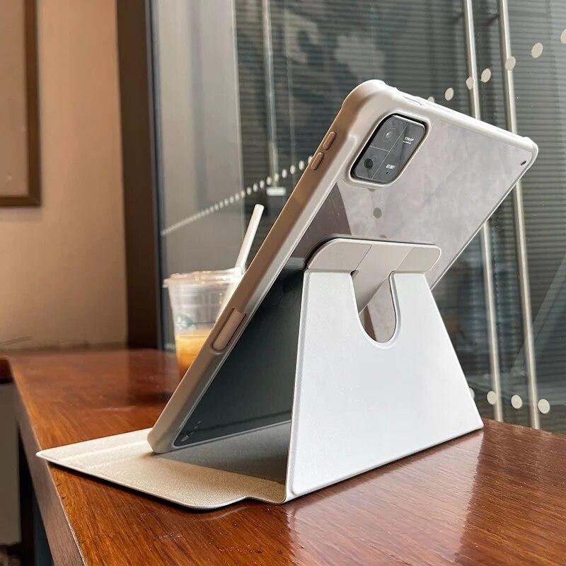 360° Rotation Acrylic Case for Redmi Pad SE 11 Inch 2023 Stand Leather Cover for Xiaomi Pad 6 6 Pro Pad 5 5 Pro with Pen Slot Shockproof Case