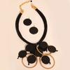 Fashion Statement Retro Geometric Ring Wooden Stitching Necklace for Women Wedding Party Accessory
