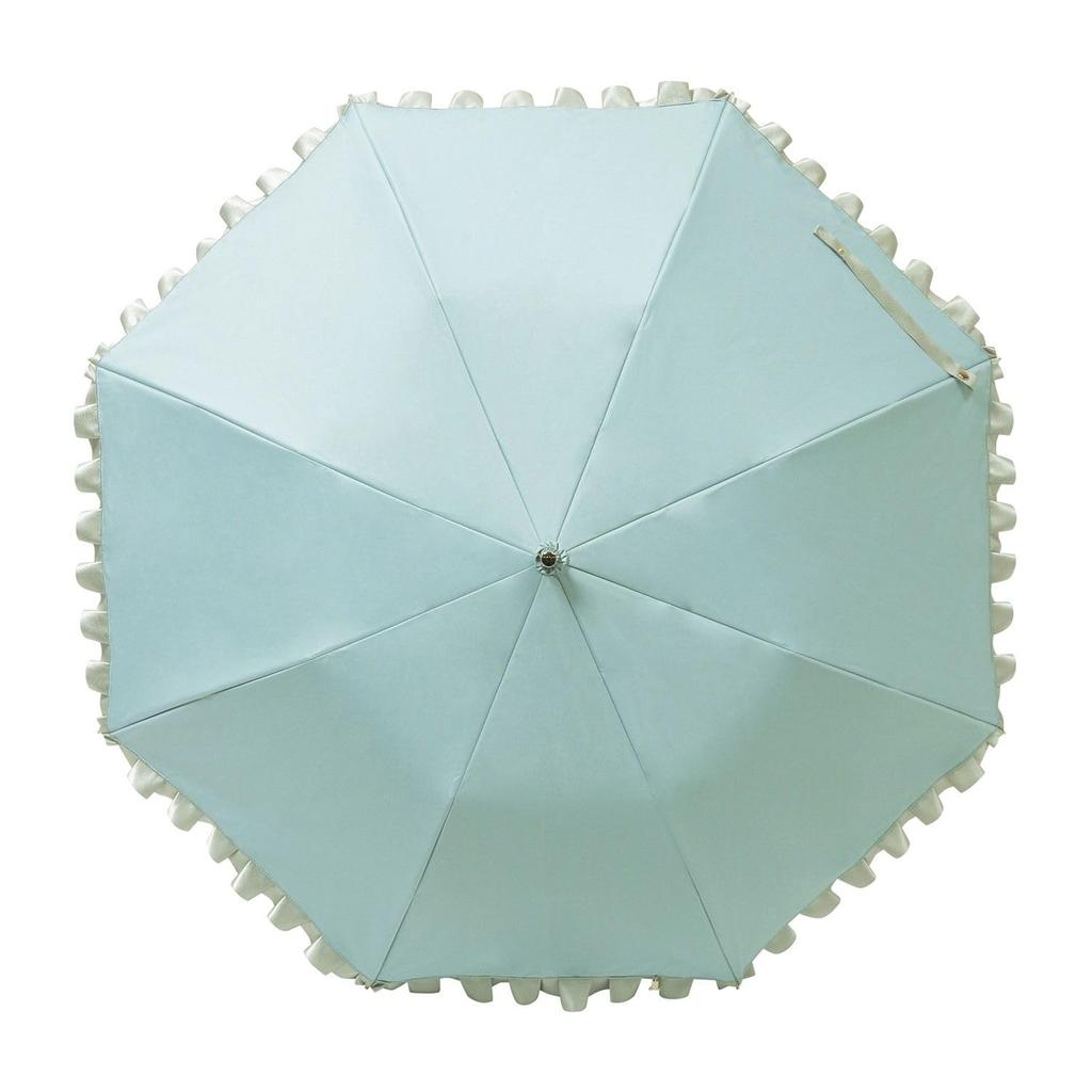Moonbat en Folding Perfect for Rain or Premium Light Heat and UV Shiny Blue [Lanvin Bleu] Parasol, Shine, Blocking, Protection, Ruffles,