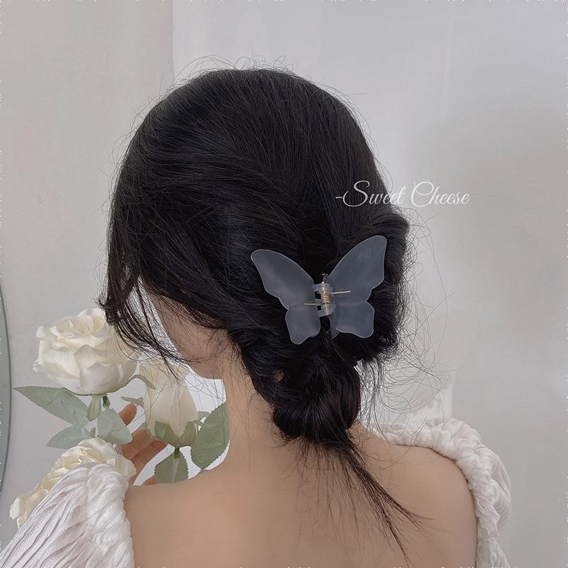 Butterfly Clip for Women - Acrylic for Thick Hair, Gray