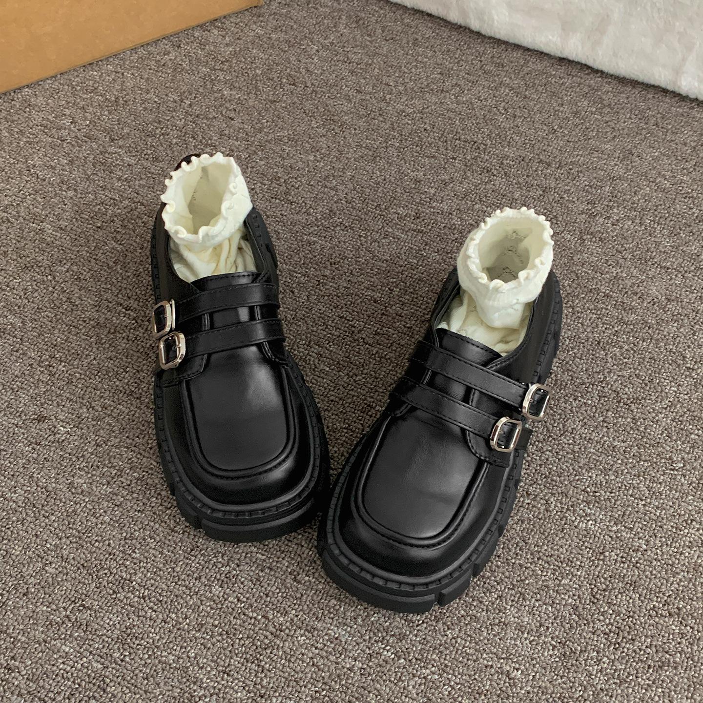 

Retro black premium British platform jk small leather shoes women s 2025 new autumn skirt versatile loafers 39 матовый черный