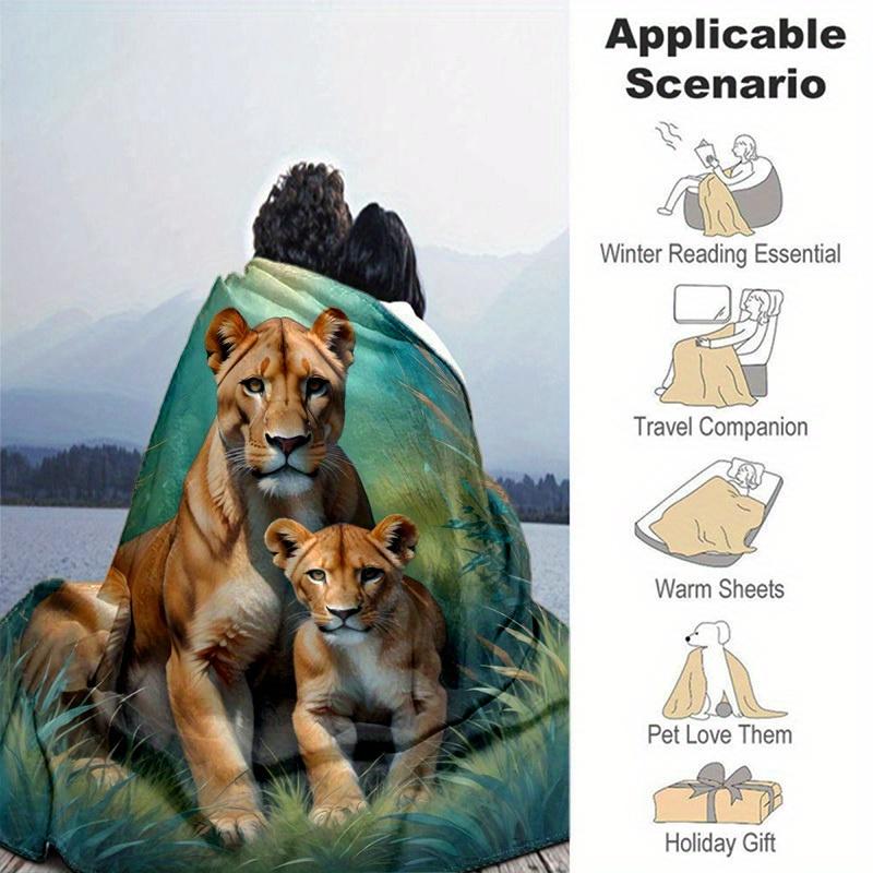 1pc. Lioness and Cub Wildlife Art Print - Perfect for Home Decor, Office Blanket, Outdoor Gift, Suitable for All Seasonsz041765