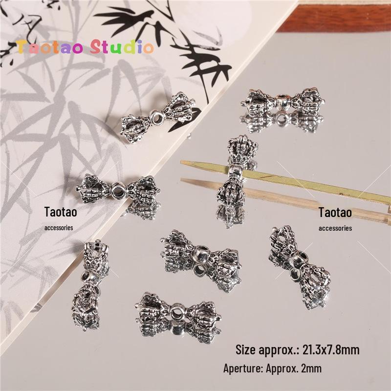 Tibetan Antique Silver Flower Spacer Beads Pendant for DIY Jewelry