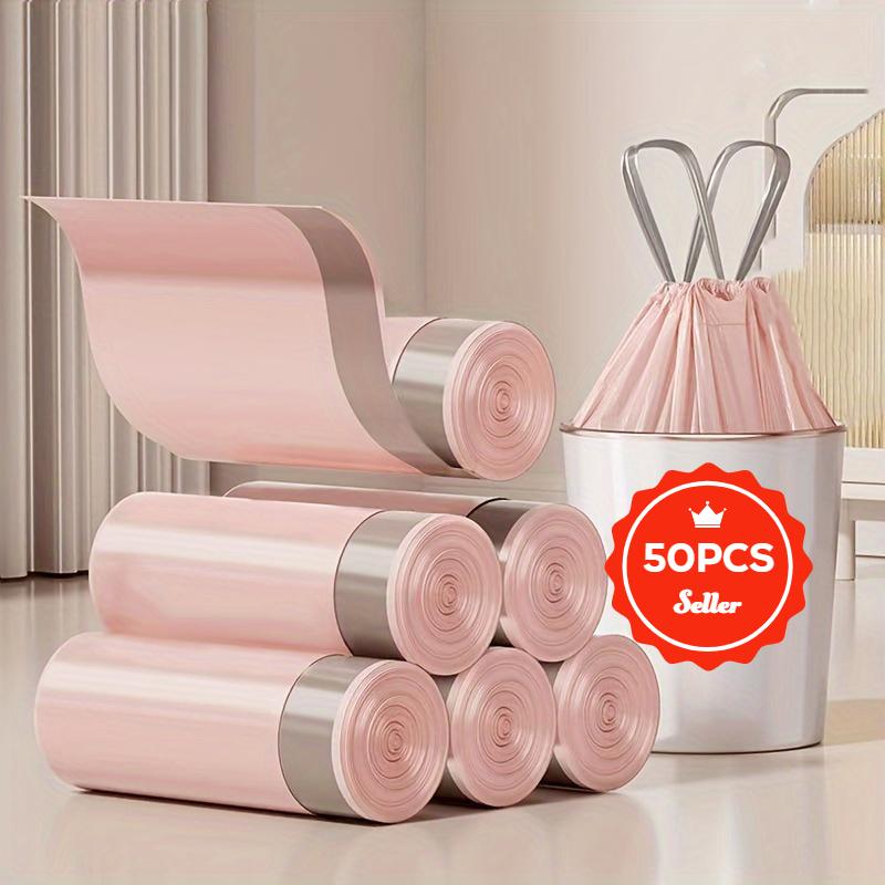 

Очень толстые и прочные мешки для мусора с завязкой - большие, переносные полиэтиленовые мешки для мусора для кухни, ванной, спальни и гостиной 50 pcs розовый