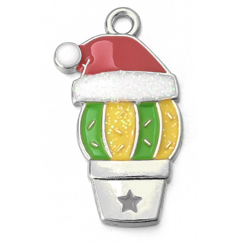 10pcs/lot Alloy Drip Oil Pendant Santa Claus Snowman Christmas Tree Charm Pendant For DIY Men Women Earrings Necklace Party Gift