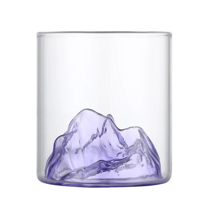 Taza de Café de Cristal Transparente Pequeña Taza de Montaña Vaso de Cristal para Whisky Resistente al Calor Taza para Té Bebida Leche Zumo Vasos para Beber