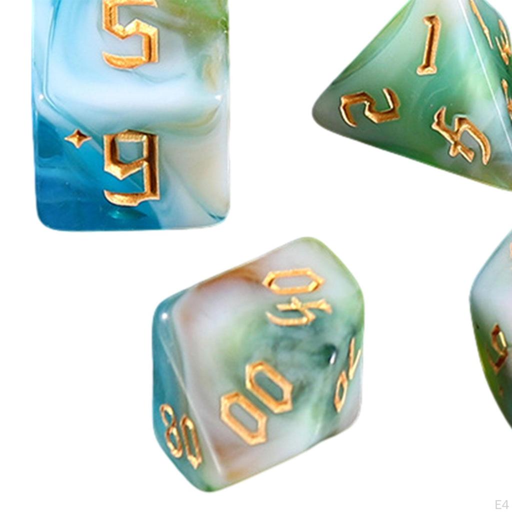 7 Acrylic Dice Set for Board Games, D4 D8 D10 D12 D20 Multi Sided RPG