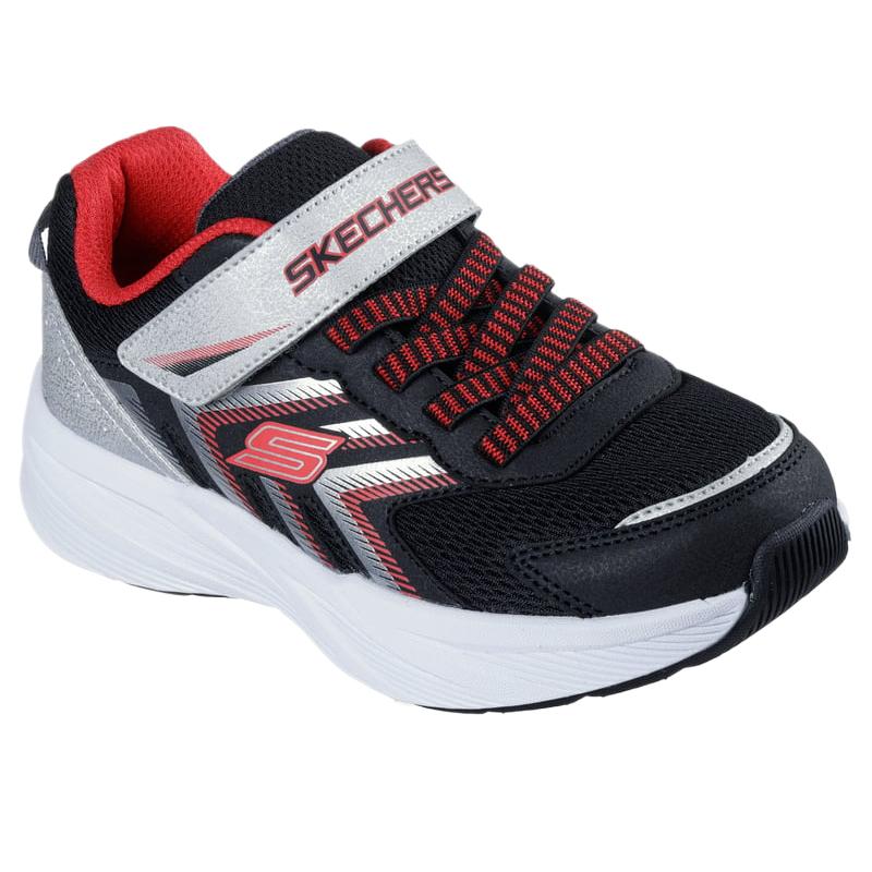 Skechers Kids Microspec Tread Simple Comfortable Fashion Versatile Low Top Running Shoes Kids Sneaker Black 404115L-BKSR