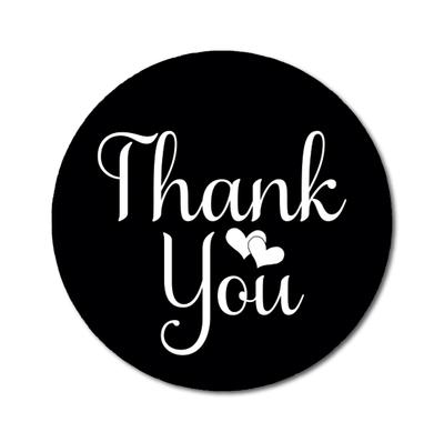 Darling Souvenir Personalized 1.6 Inches Round Black DIY Heart Calligraphy Thank You Stickers-45