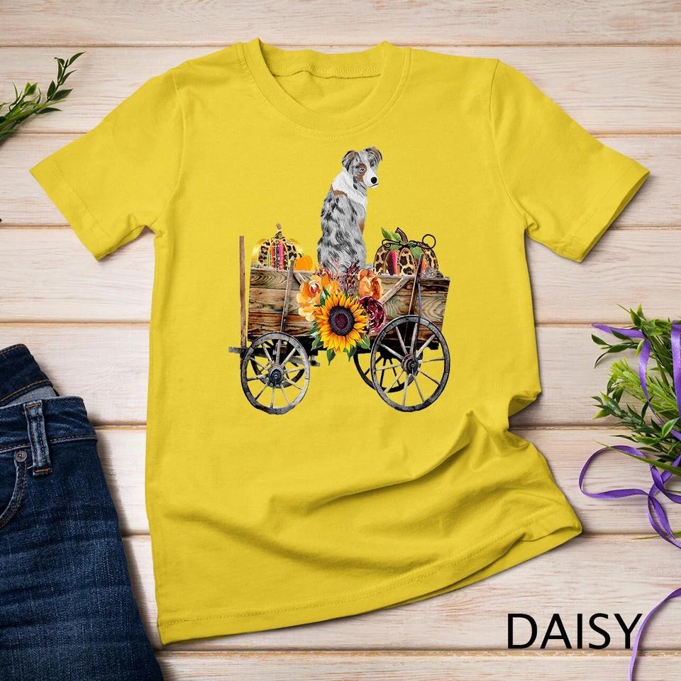 Blue Merle Australian Shepherd Dog Gift Aussie Sunflower Unisex T-shirt 4 XL