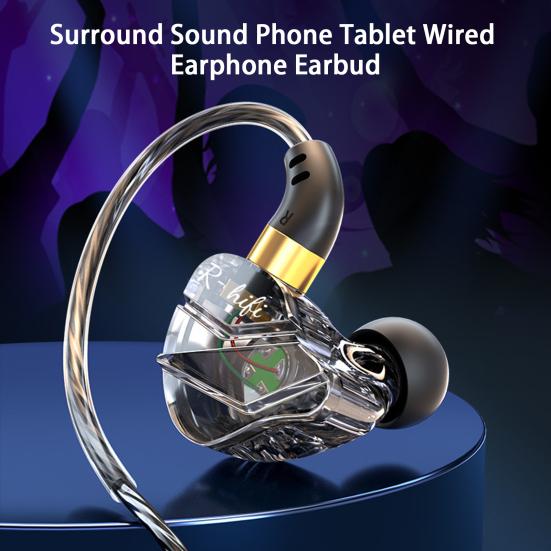 Wired Earphone In-ear Bass Noise Reduction Ergonomic Deep HiFi Sound Mobile Phone Earbud