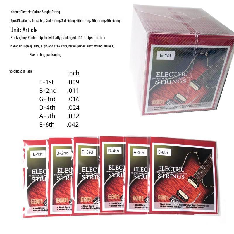 EG Unisex Elektrische Gitarre Einzel Saiten Set, 1. bis 6., Lose Gitarrenzubehör