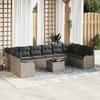 Garden Sofa Set with Storage 11 Pcs Grey Poly Rattan