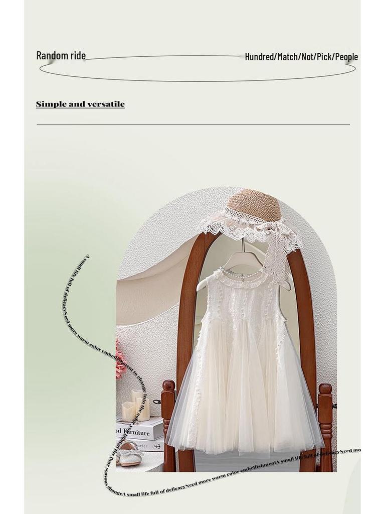 Sommer-Prinzessinenkleid für Mädchen 2025: Ärmelloses Mesh Geburtstagsoutfit