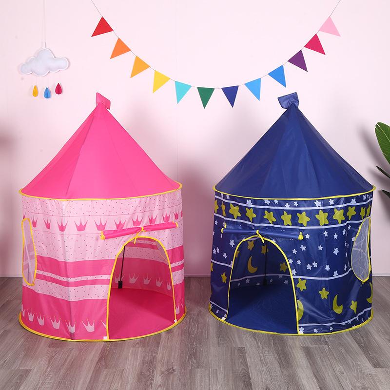Tragbare Faltzelte für Babys und Kleinkinder, Schloss, Kinder, Rosa, Blau, Spielhaus, Camping-Spielzeug, Geburtstag, Weihnachten, Outdoor-Geschenke, Zimmerdekoration