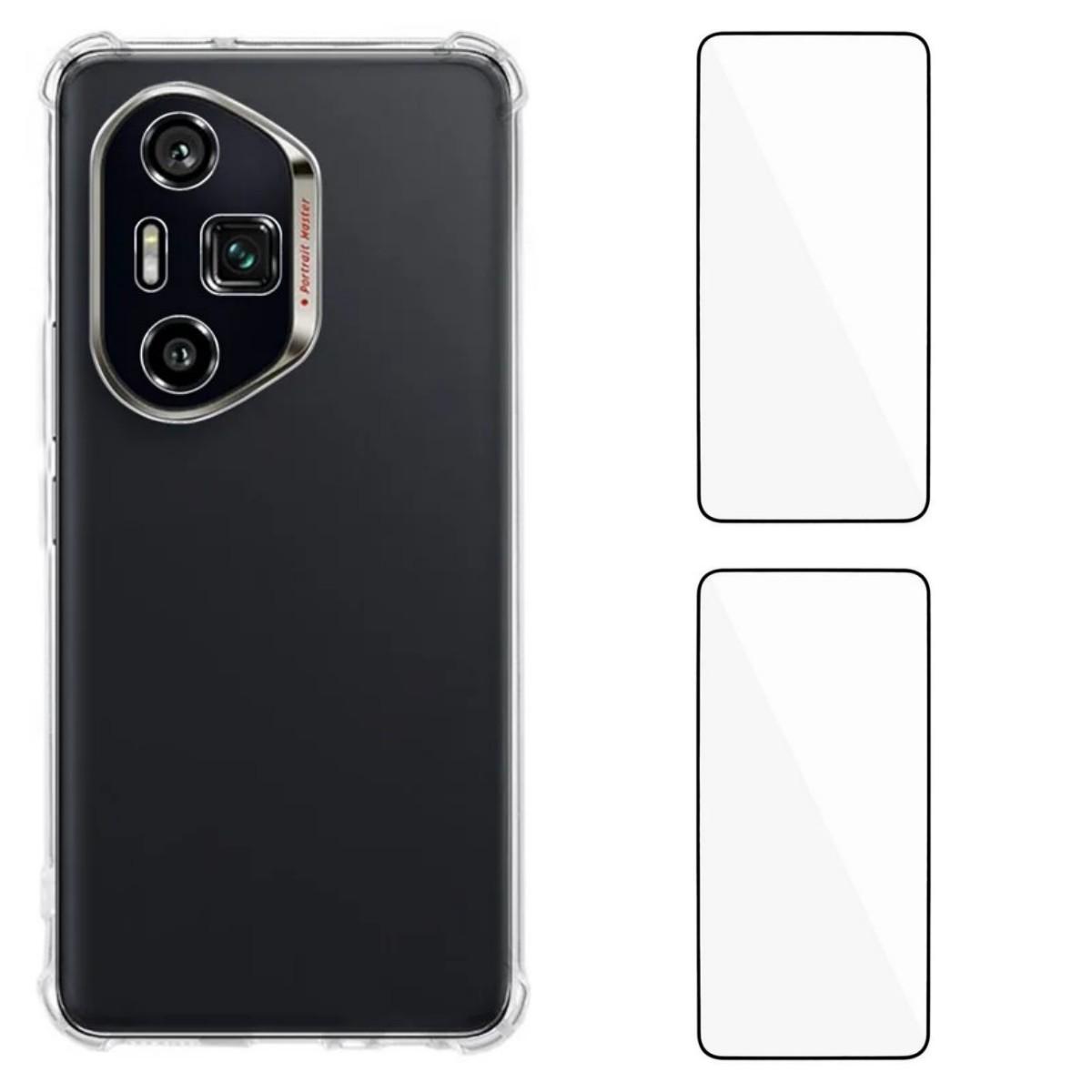 

For Honor 300 Ultra TPU Case WANLONFENG WL3 Series 1.5mm Phone Cover with 2Pcs Tempered Glass Films Transparent