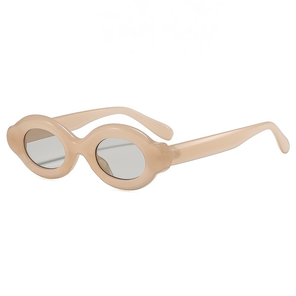 Retro Small Oval Women Sunglasses Shades UV400 Fashion Punk Men Trending Champagne Sun Glasses As the picture