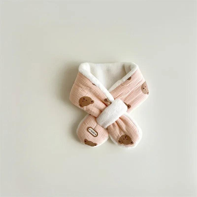 

Теплые детские шарфы для малышей, корейские милые детские шали с рисунком медведя, осенне-зимние теплые шарфы для новорожденных мальчиков и девочек, реквизит для фотографий COTTON розовый