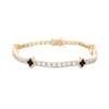 Kleeblatt Anhänger Halskette Armband Set Damen Goldfarben Cuban Chain Minimalist Layered Schmuck